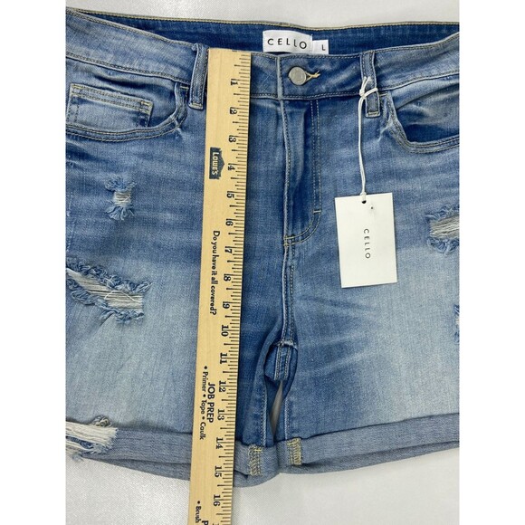 Cello Women Large Denim Shorts Mom Jeans Cuff High Rise NWT - Picture 8 of 8